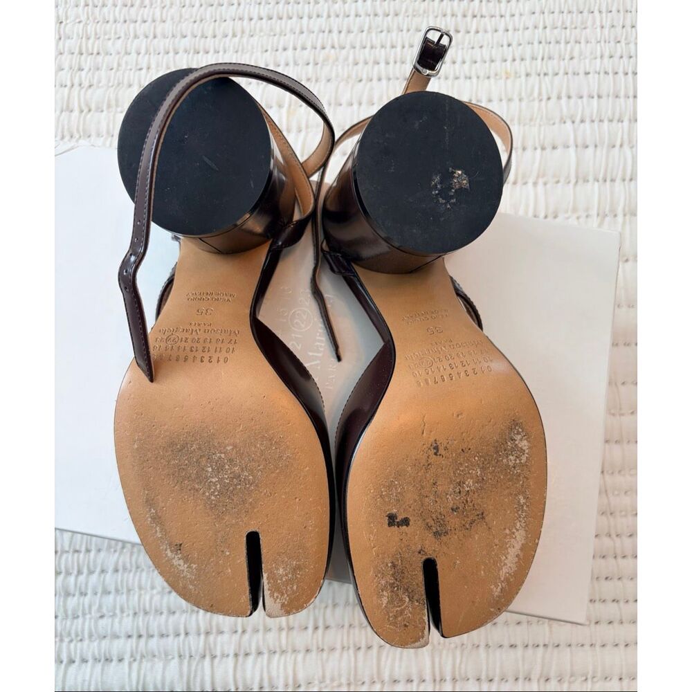Maison Margiela Tabi Slingback Heels Burgundy Split Toe Block Heel EU 35 US 5 - Picture 7 of 11